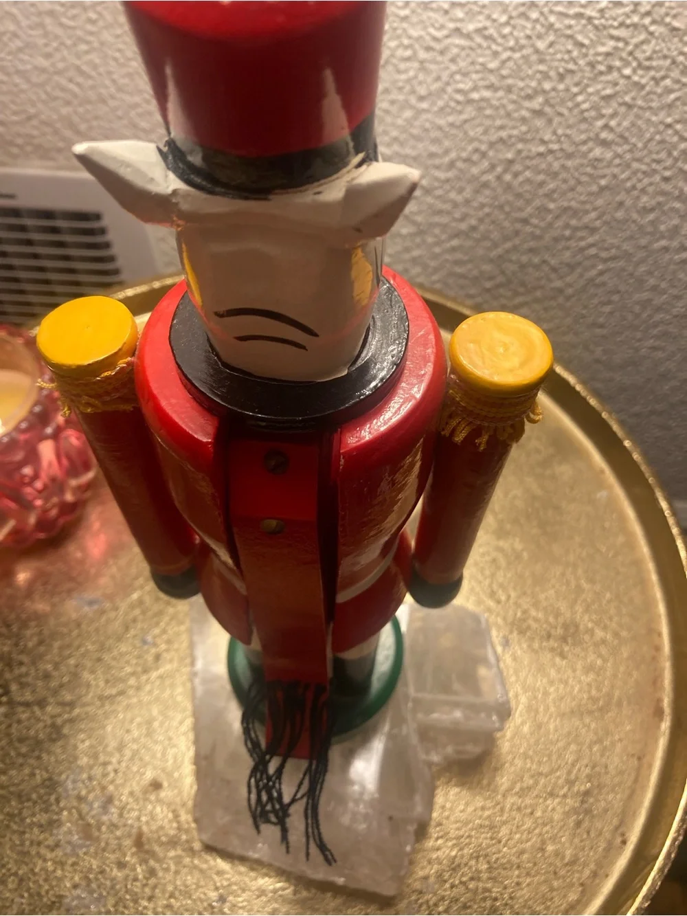 SWANK Red and Green Festive Wooden Nutcracker with Gold Trim
